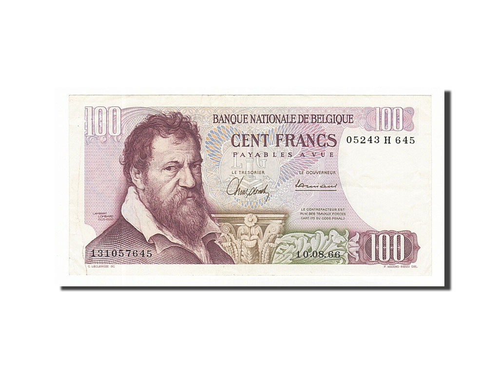 Belgium, 100 Francs, 1966, KM #134a, 1966-08-10, EF(40-45), 05243H645