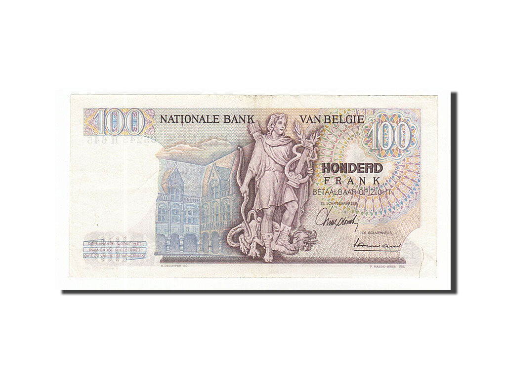Belgium, 100 Francs, 1966, KM #134a, 1966-08-10, EF(40-45), 05243H645