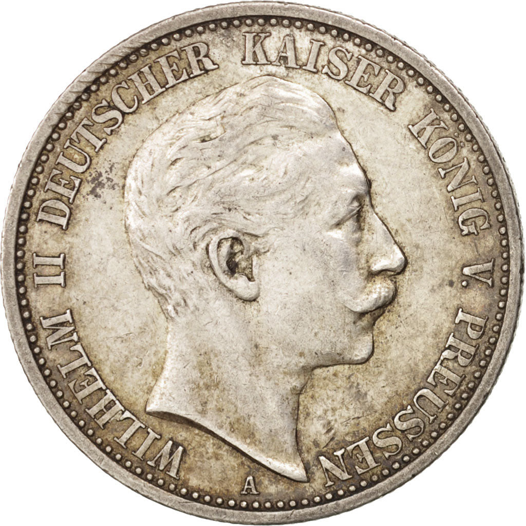 German States, PRUSSIA, Wilhelm II, 2 Mark, 1907, Berlin, EF(40-45),Silver,KM522