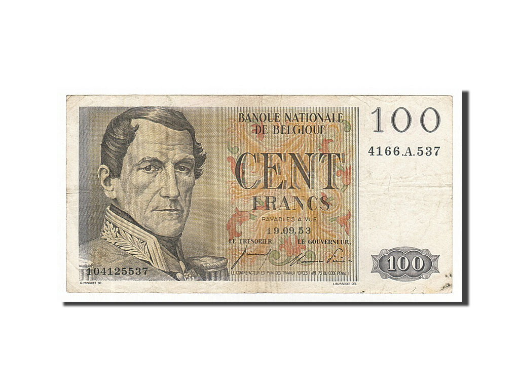Banknote, Belgium, 100 Francs, 1953, 1953-09-19, EF(40-45)