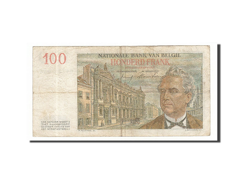 Belgium, 100 Francs, 1955, KM #129b, 1955-01-03, VF(20-25), 6473.G.034