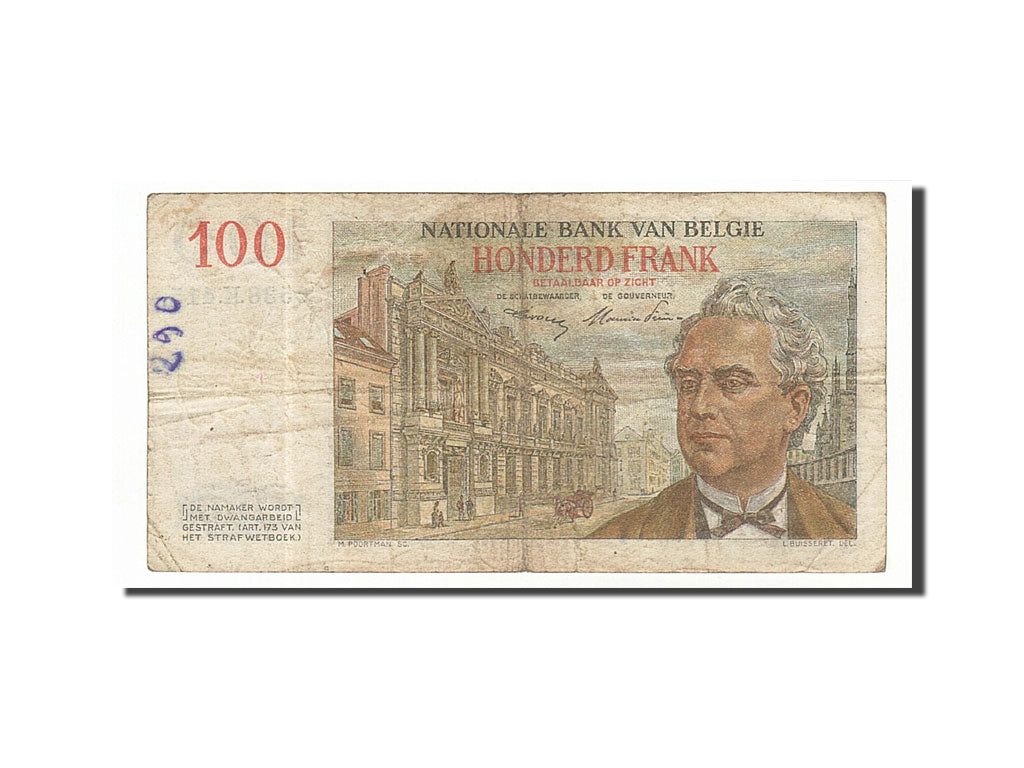 Belgium, 100 Francs, 1952, KM #129a, 1952-08-28, F(12-15), 2787.S.087