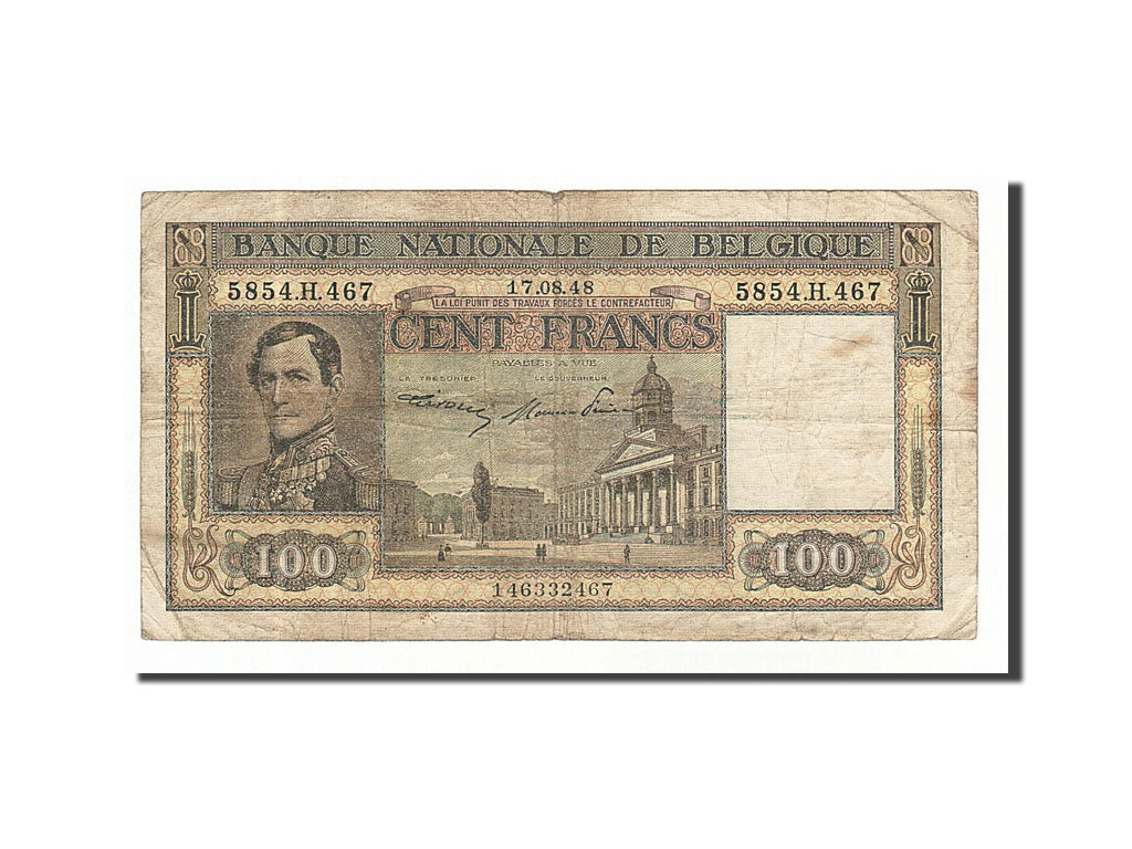 Banknote, Belgium, 100 Francs, 1948, 1948-08-17, VF(20-25)
