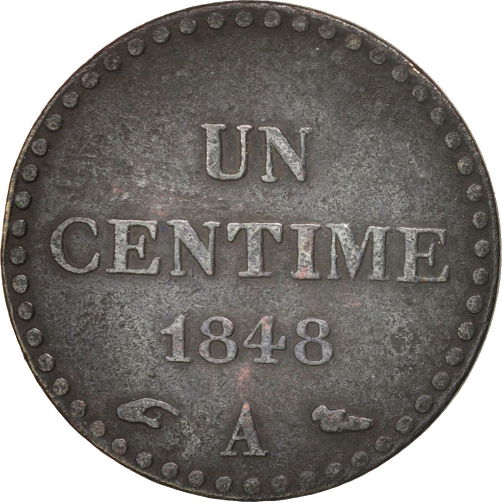 Frankreich, Dupré, Centime, 1848, Paris, EF(40-45), Bronze, KM:754, Gadoury:84