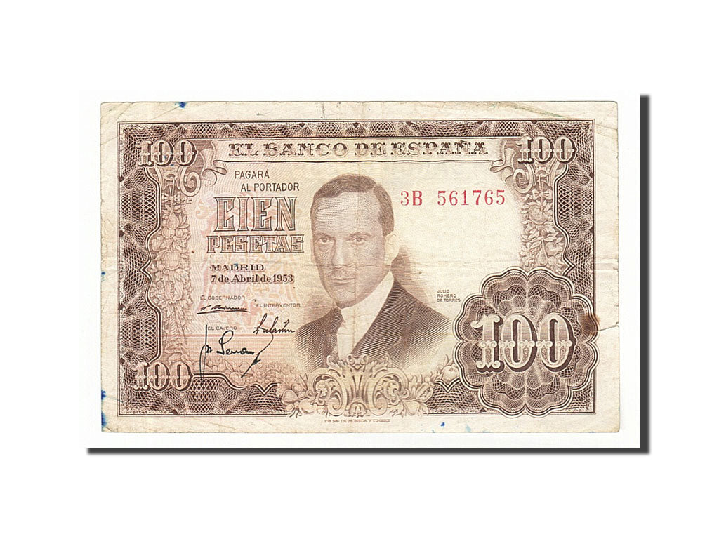 Banknote, Spain, 100 Pesetas, 1953, 1953-04-07, VF(20-25)