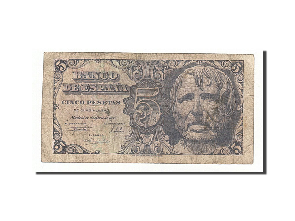 Espagne, 5 Pesetas type Seneca