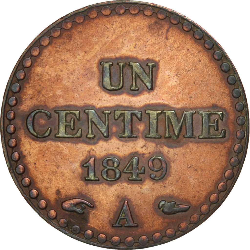 Francia, Dupré, Centime, 1849, Paris, BB, Bronzo, KM:754, Gadoury:84