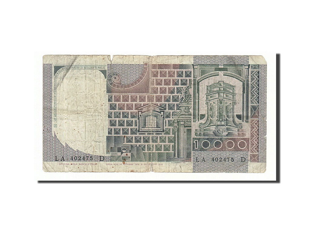 Banknote, Italy, 10,000 Lire, 1976, 1976-10-30, VG(8-10)
