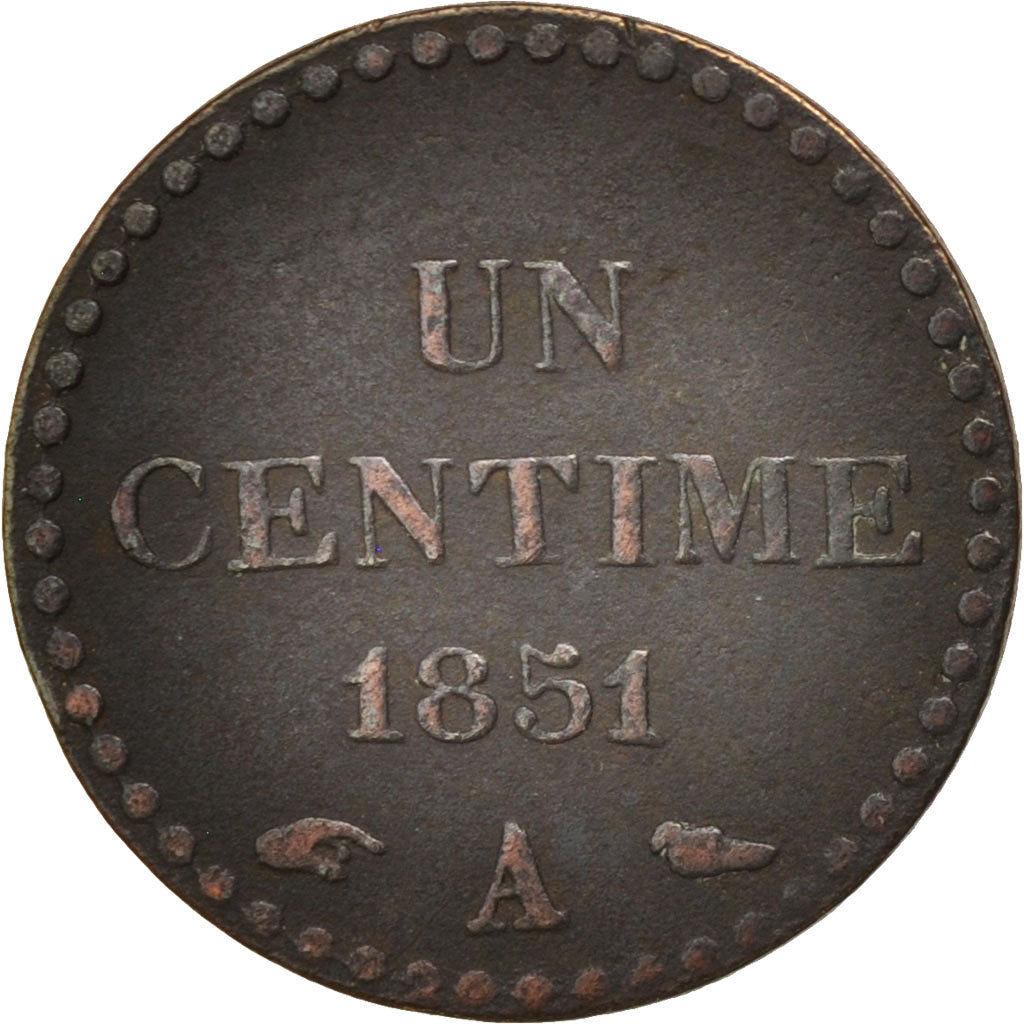 France, Dupré, Centime, 1851, Paris, VF(20-25), Bronze, KM:754, Gadoury:84