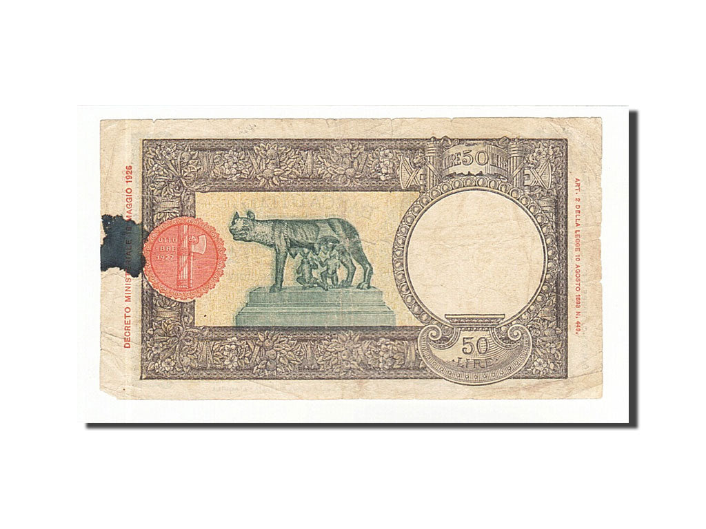 Italy, 50 Lire, 1942, KM #58, 1942-05-22, VG(8-10), C913 3355