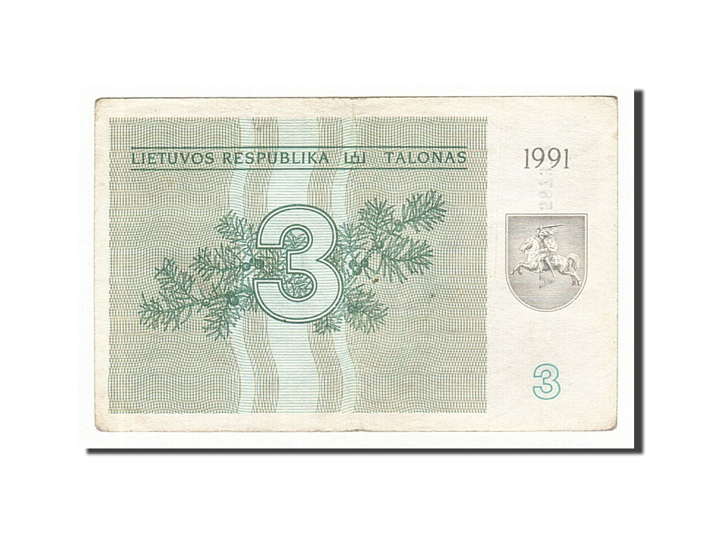 Lithuania, 3 (Talonas), 1991, KM #33a, VF(20-25), AN587371