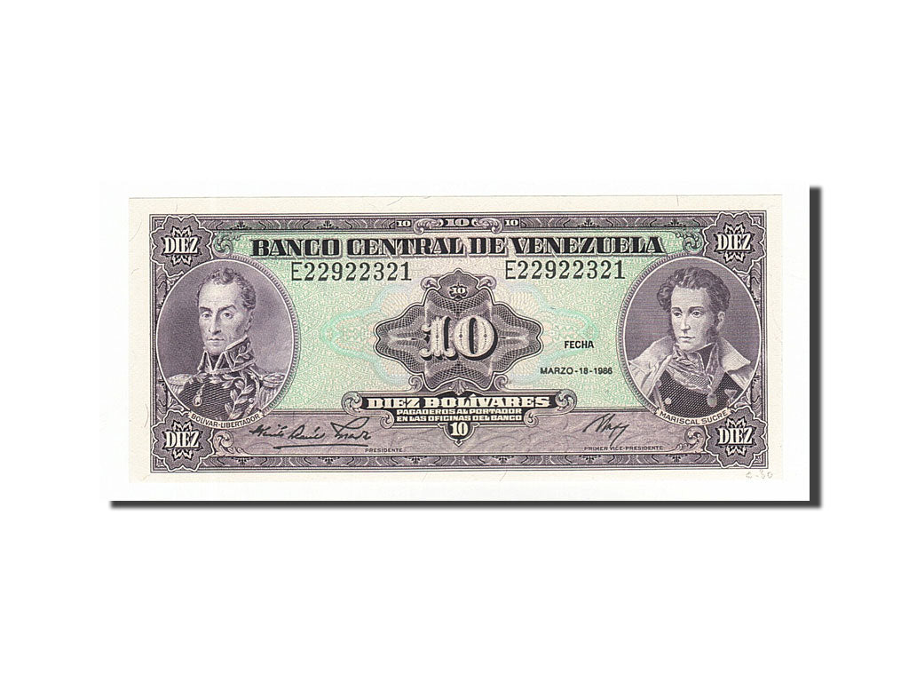 Venezuela, 10 Bolívares, 1986, KM #61a, 1986-03-18, UNC(65-70), E22922321