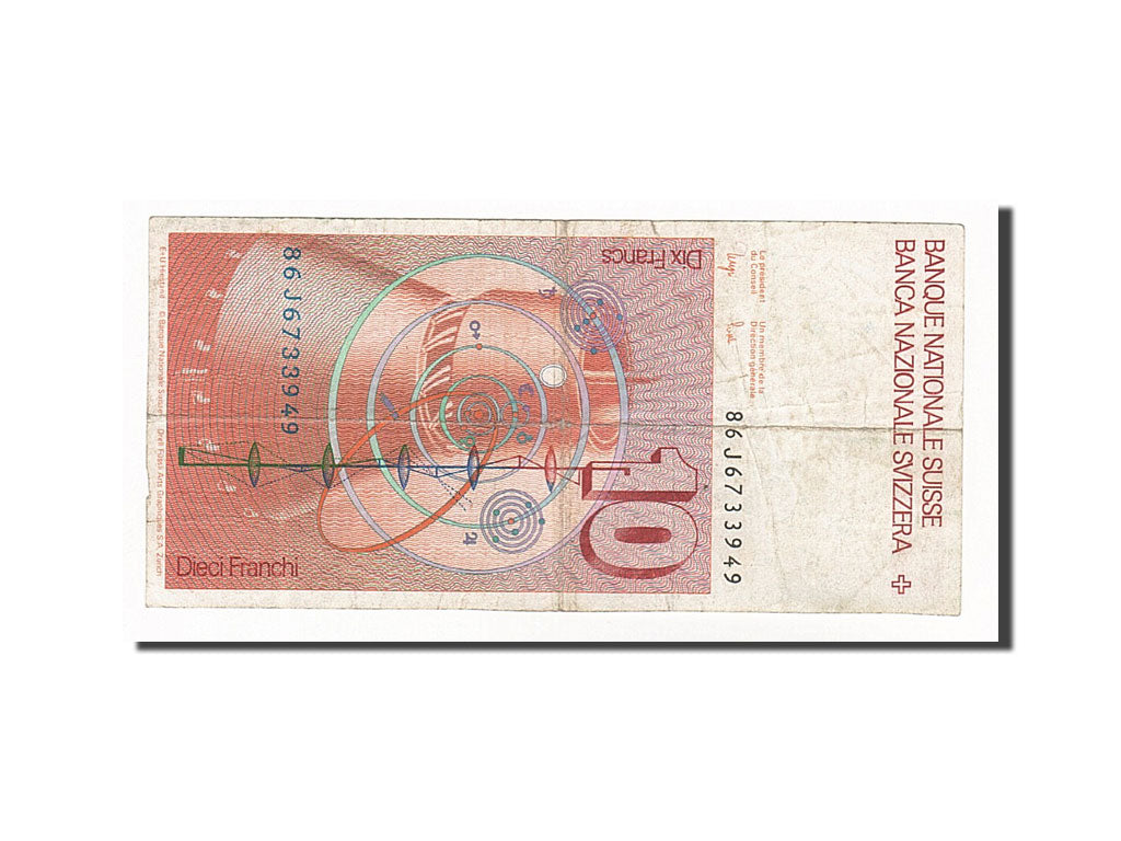 Switzerland, 10 Franken, 1986, KM #53f, VF(20-25), 86J6733949