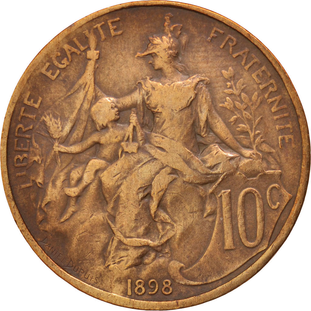 France, Dupuis, 10 Centimes, 1898, Paris, EF(40-45), Bronze, KM:843, Gadoury:277