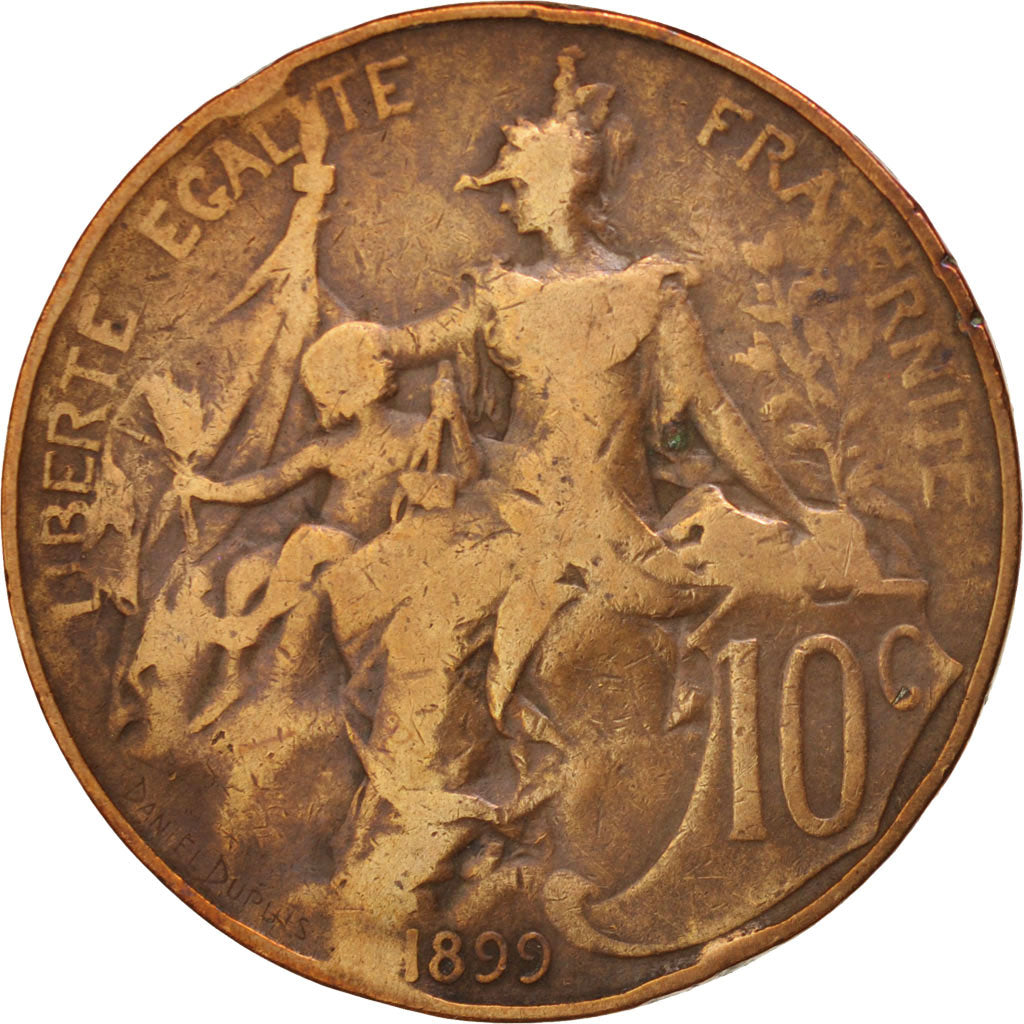 France, Dupuis, 10 Centimes, 1899, Paris, VF(20-25), Bronze, KM:843, Gadoury:277