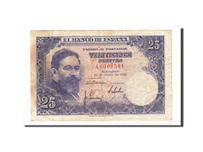 Banknote, Spain, 25 Pesetas, 1954, 1954-07-22, VF(30-35)