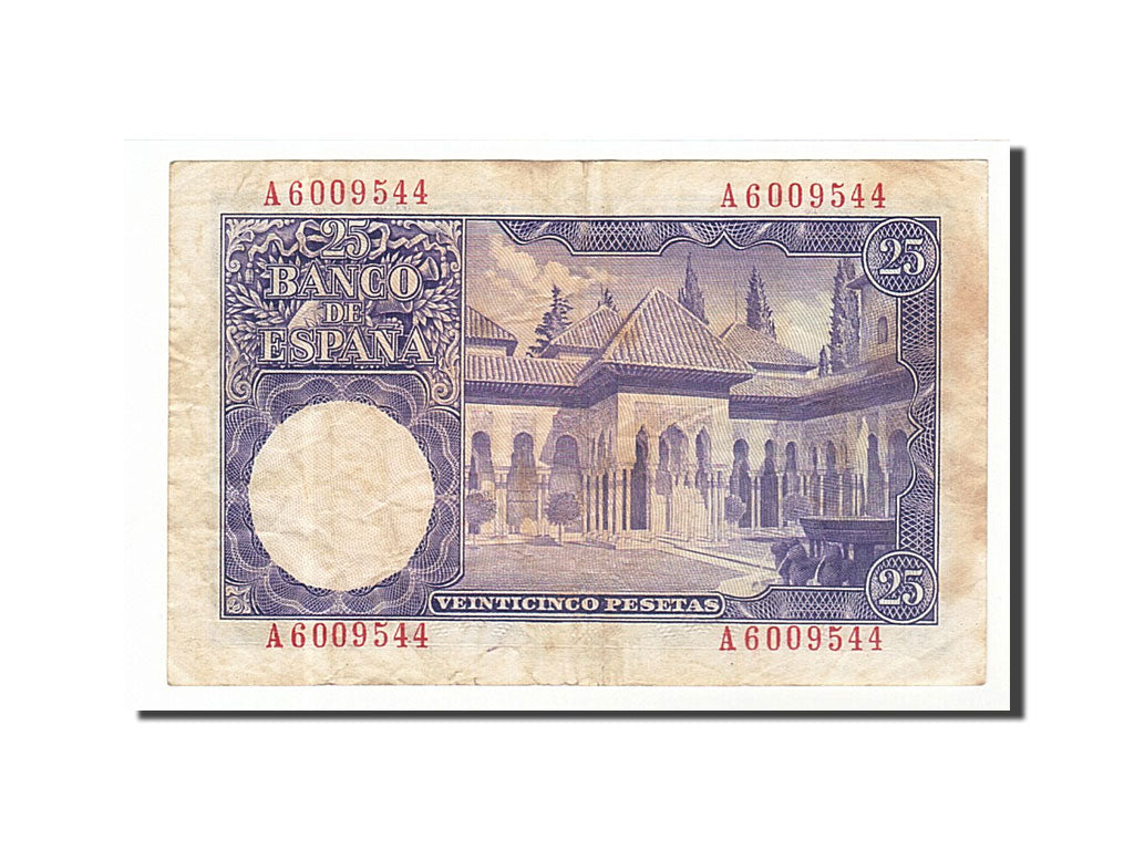 Banknote, Spain, 25 Pesetas, 1954, 1954-07-22, VF(30-35)