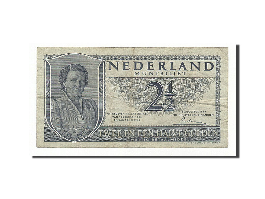 Banknote, Netherlands, 2 1/2 Gulden, 1949, 1949-08-08, VF(20-25)