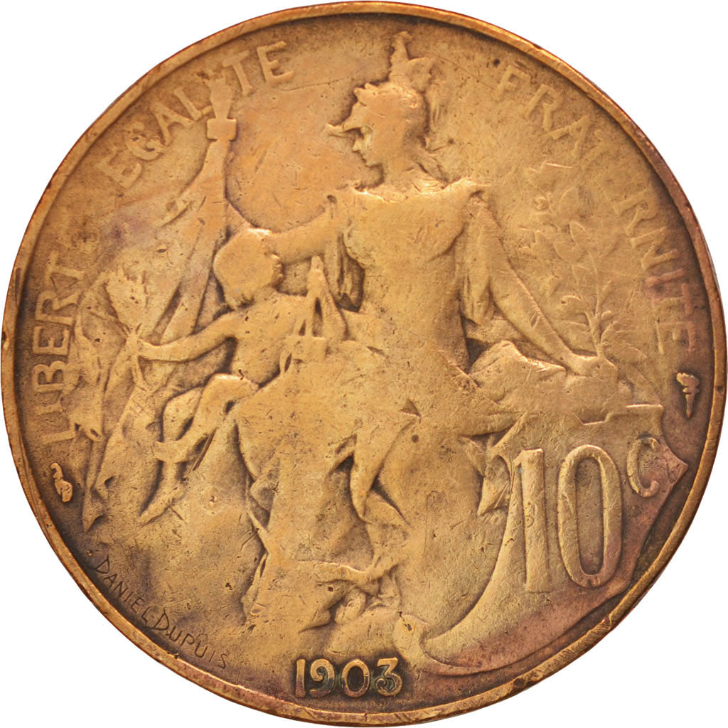 France, Dupuis, 10 Centimes, 1903, Paris, F(12-15), Bronze, KM:843, Gadoury:277