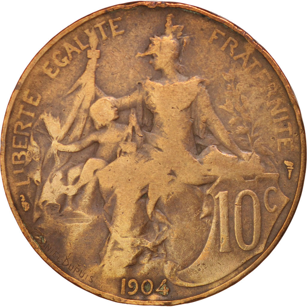 France, Dupuis, 10 Centimes, 1904, Paris, F(12-15), Bronze, KM:843, Gadoury:277