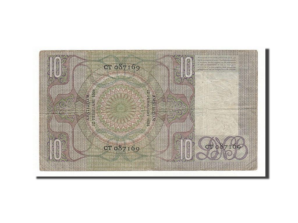 Paesi Bassi, 10 Gulden, 1934, 1934-02-12, MB