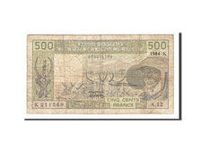 Banknote, West African States, 500 Francs, 1984, VF(20-25)