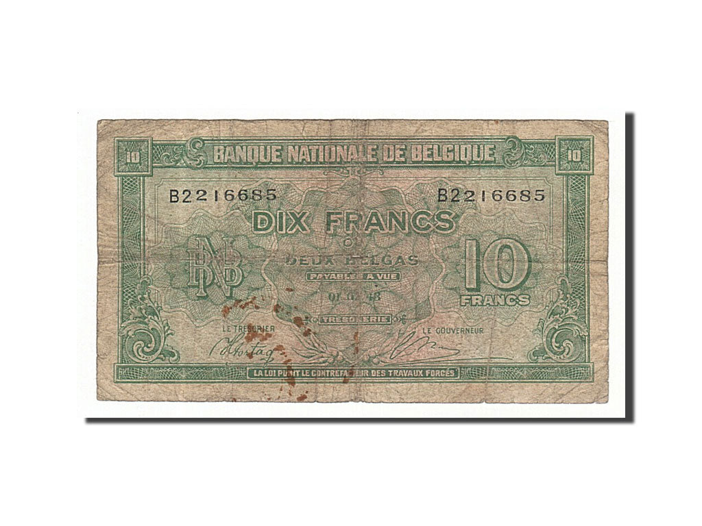 Banknote, Belgium, 10 Francs-2 Belgas, 1943, 1943-02-01, VG(8-10)
