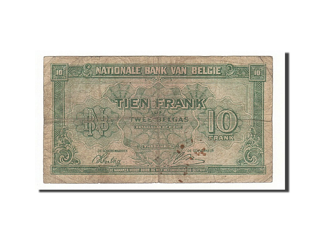 Banknote, Belgium, 10 Francs-2 Belgas, 1943, 1943-02-01, VG(8-10)