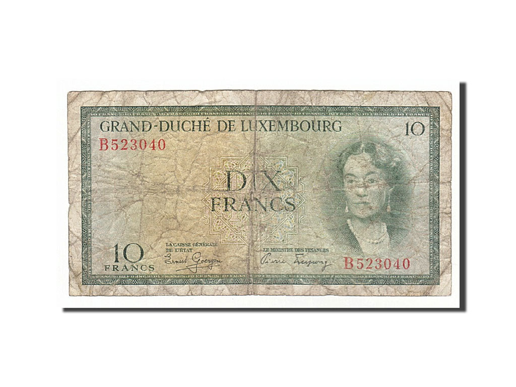 Banknote, Luxembourg, 10 Francs, 1954, F(12-15)