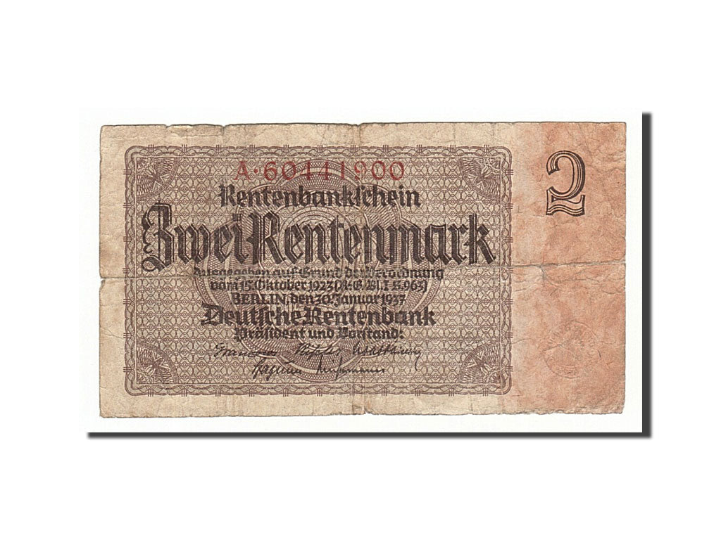 Billete, 2 Rentenmark, 1937, Alemania, 1937-01-30, RC