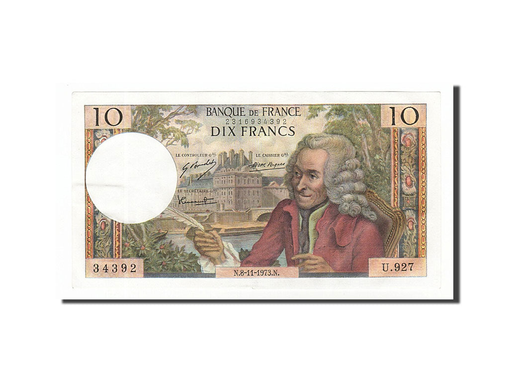 France, 10 Francs, 10 F 1963-1973 ''Voltaire'', 1973, KM #147d, 1973-11-08,...