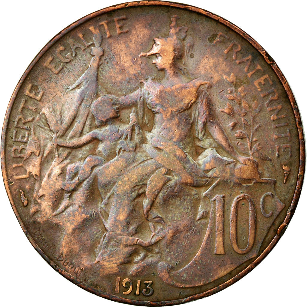 Moneta, Francia, Dupuis, 10 Centimes, 1913, Paris, MB+, Bronzo, KM:843
