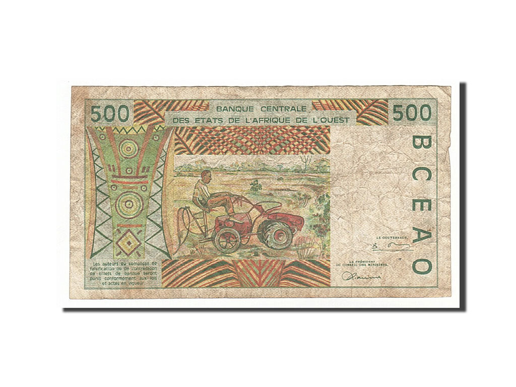 West African States, 500 Francs, 1997, KM #110Ah, VF(20-25), 97090385273