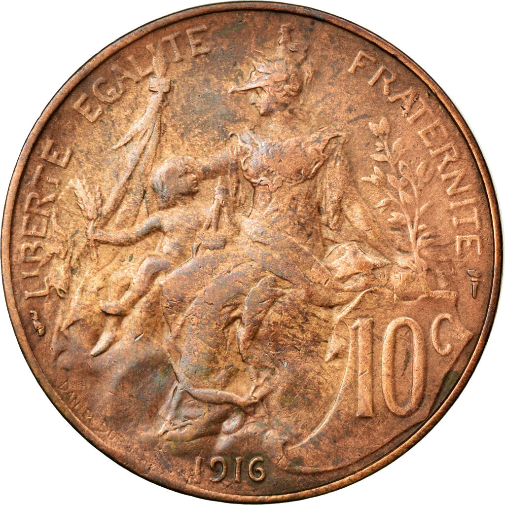 Coin, France, Dupuis, 10 Centimes, 1916, Paris, EF(40-45), Bronze, KM:843