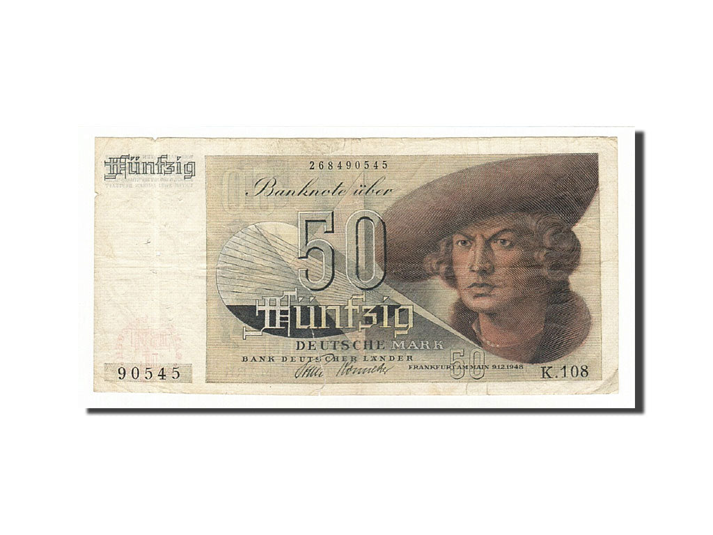 GERMANIA - REPUBBLICA FEDERALE, 50 Deutsche Mark, 1948, 1948-12-09, MB+