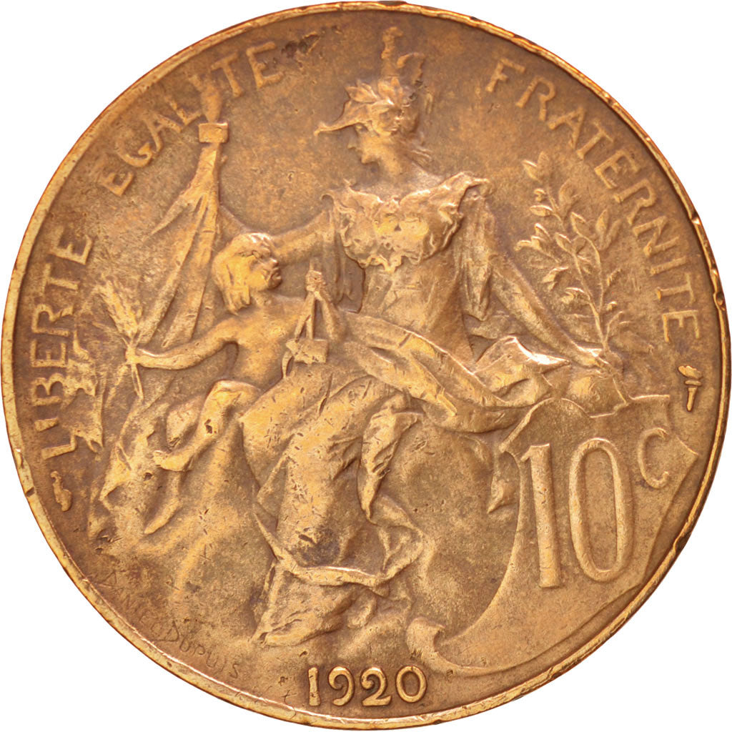 France, Dupuis, 10 Centimes, 1920, Paris, EF(40-45), Bronze, KM:843, Gadoury:277
