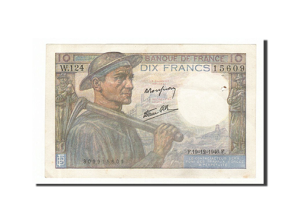 France, 10 Francs, 10 F 1941-1949 ''Mineur'', 1946, KM #99e, 1946-12-19,...