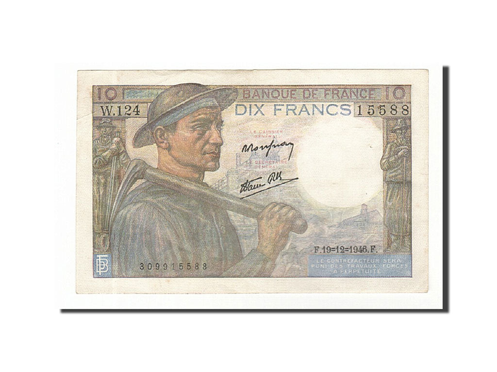 Banconote, Francia, 10 Francs, 10 F 1941-1949 ''Mineur'', 1946, 1946-12-19, BB+