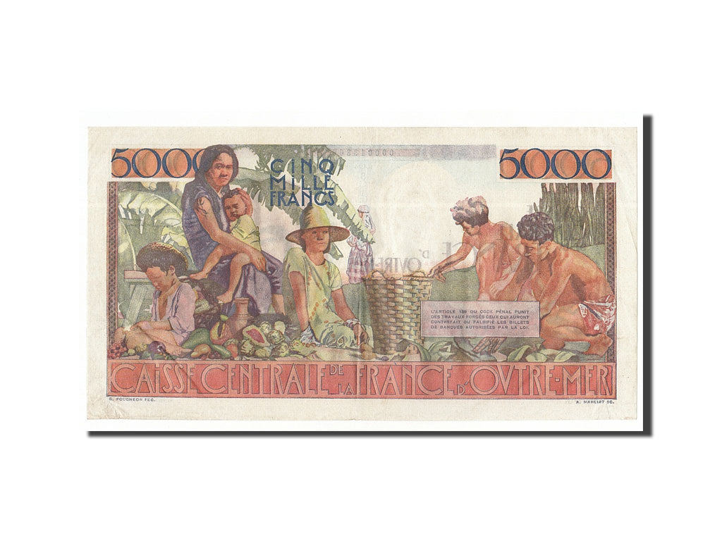 French Equatorial Africa, 5000 Francs, 1952, KM #27, EF(40-45), O.1