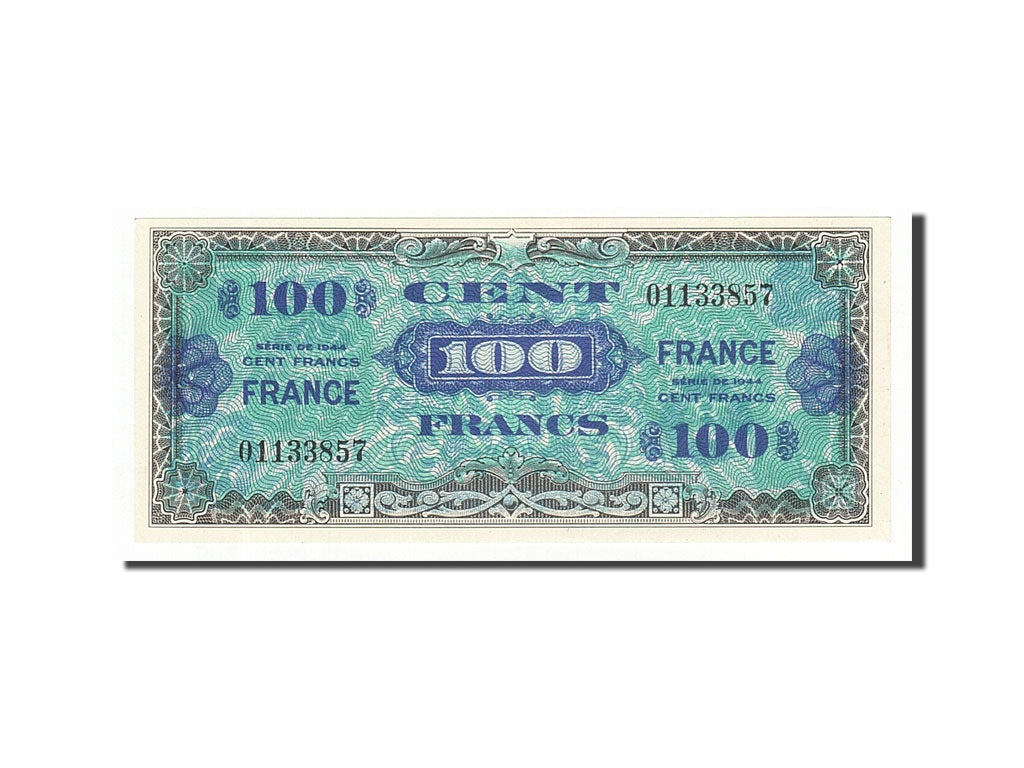 France, 100 Francs, 1945 Verso France, 1945, KM #123a, 1945-06-04, UNC(65-70),..