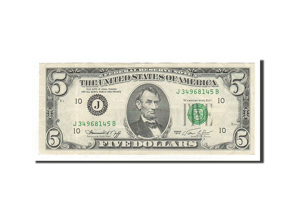 United States, Five Dollars, 1974, KM #1933, EF(40-45), J34968145B