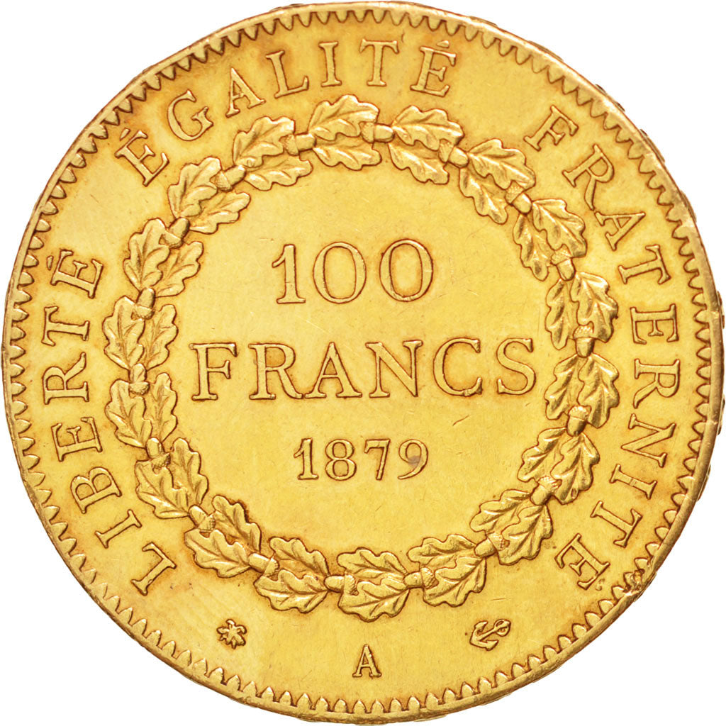 France, Génie, 100 Francs, 1879, Paris, EF(40-45), Gold, KM:832, Gadoury:1137