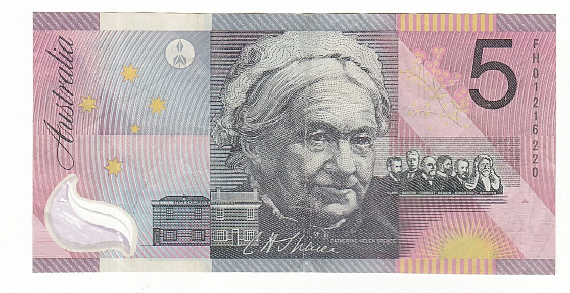 Australia, 5 Dollars, 2001, KM #56, 2001-01-01, VF(30-35), FH01216220
