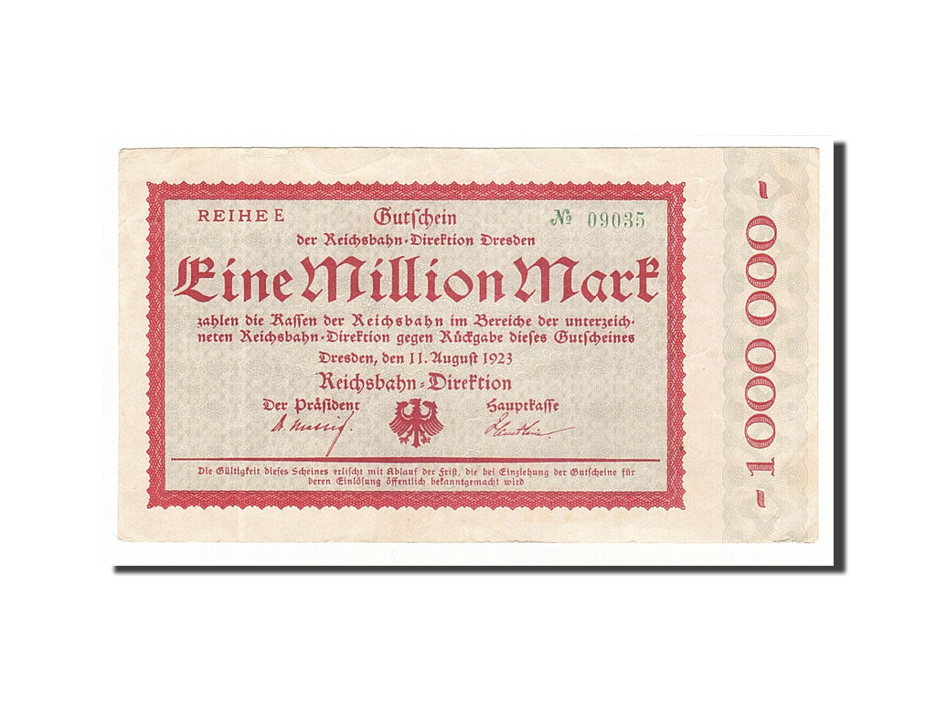 Banknote, Germany, 1 Million Mark, 1923, 1923-08-11, AU(50-53)