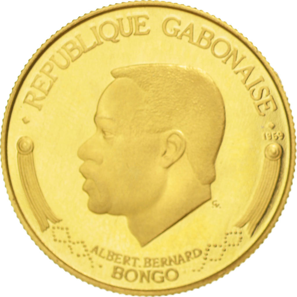 Gabon, 1000 Francs, 1969, MS(63), Gold, KM:6