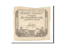 France, 50 Sols, 1793, KM #A70b, 1793-05-23, VF(30-35), Lafaurie #167, France,..