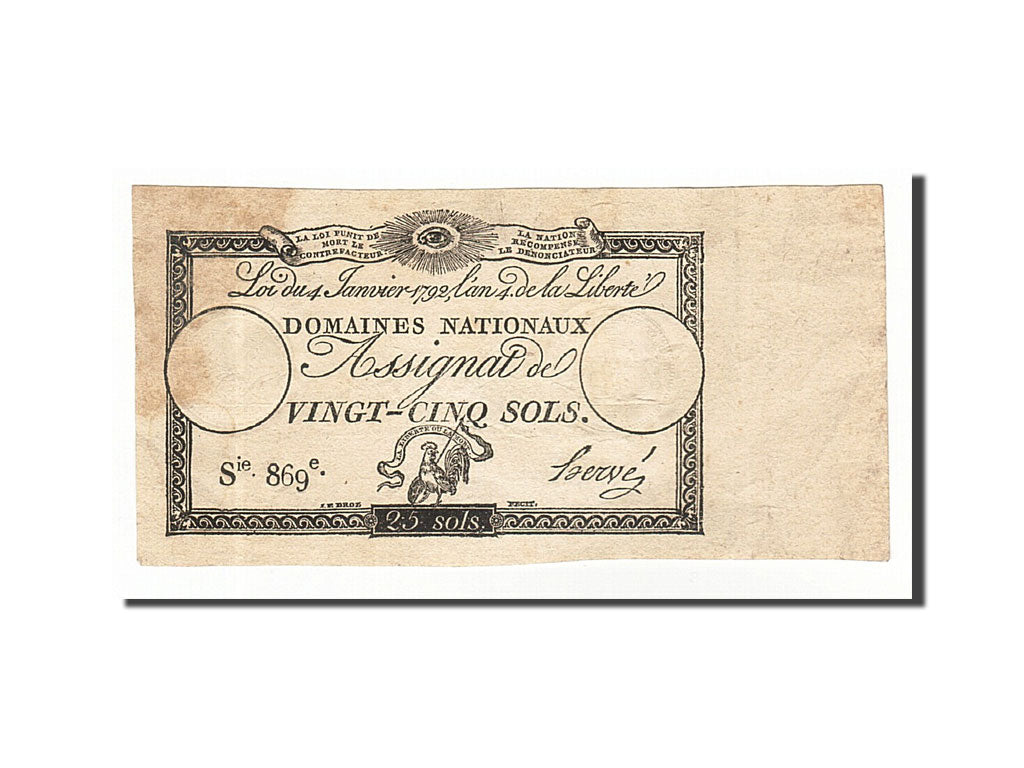 France, 25 Sols, 1792, KM #A55, 1792-01-04, AU(50-53), Lafaurie #150, France,...