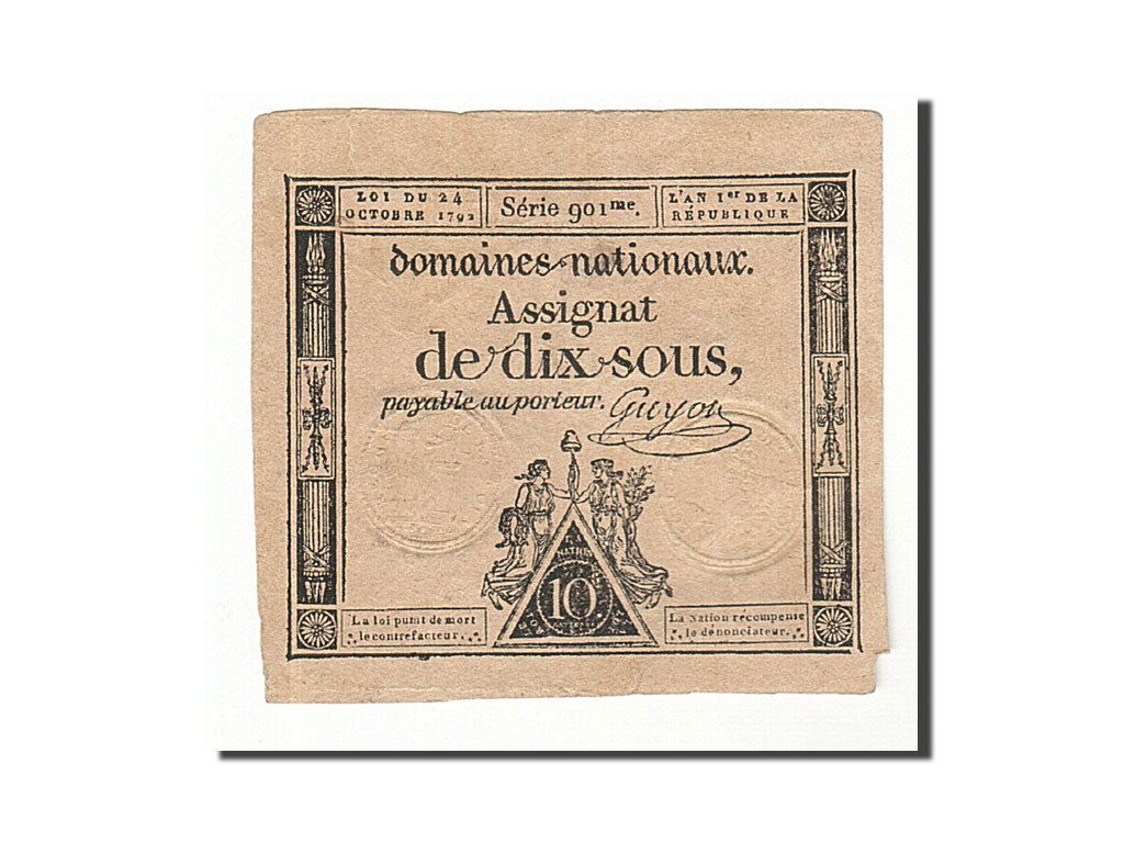 France, 10 Sous, 1792, KM #A64a, 1792-10-24, EF(40-45), Lafaurie #148, France,..