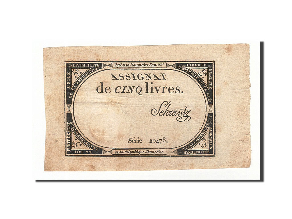 France, 5 Livres, 1793, KM #A76, 1793-10-31, EF(40-45), Lafaurie #171, France,..