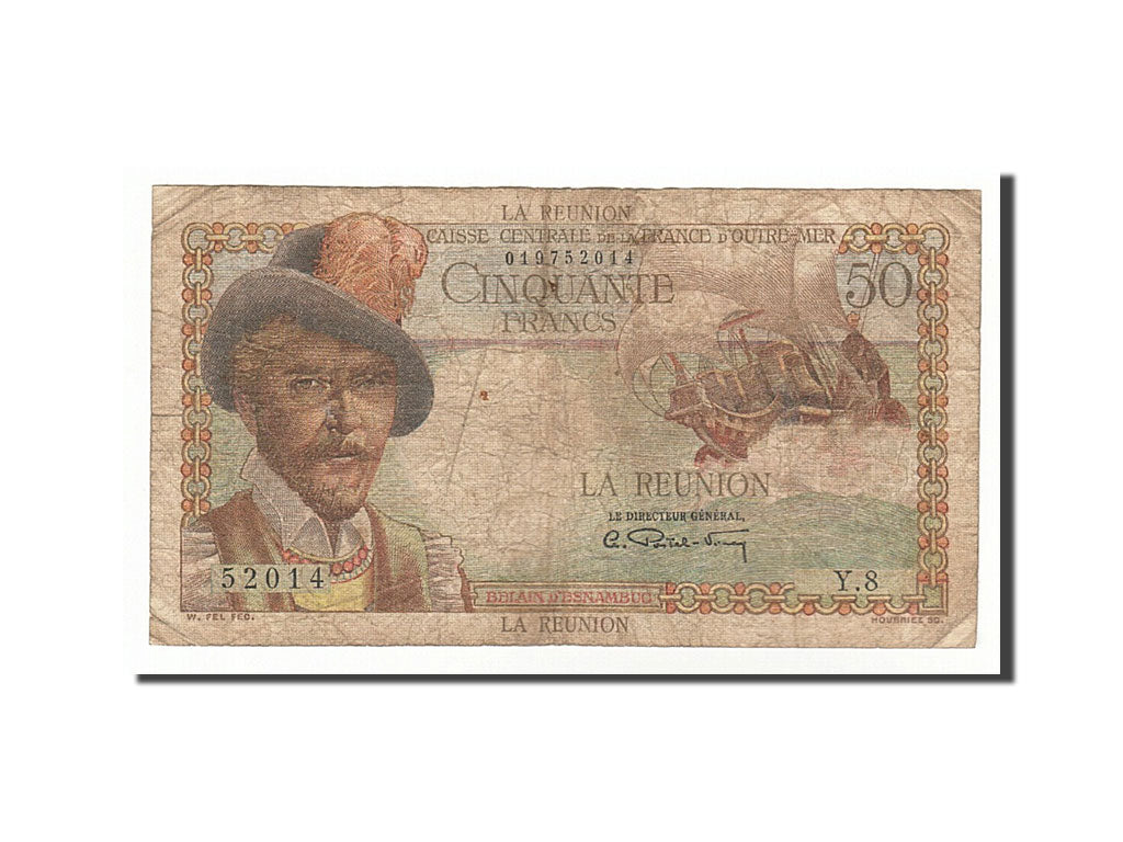 Reunion, 50 Francs, 1947, KM #44a, F(12-15), Y.8